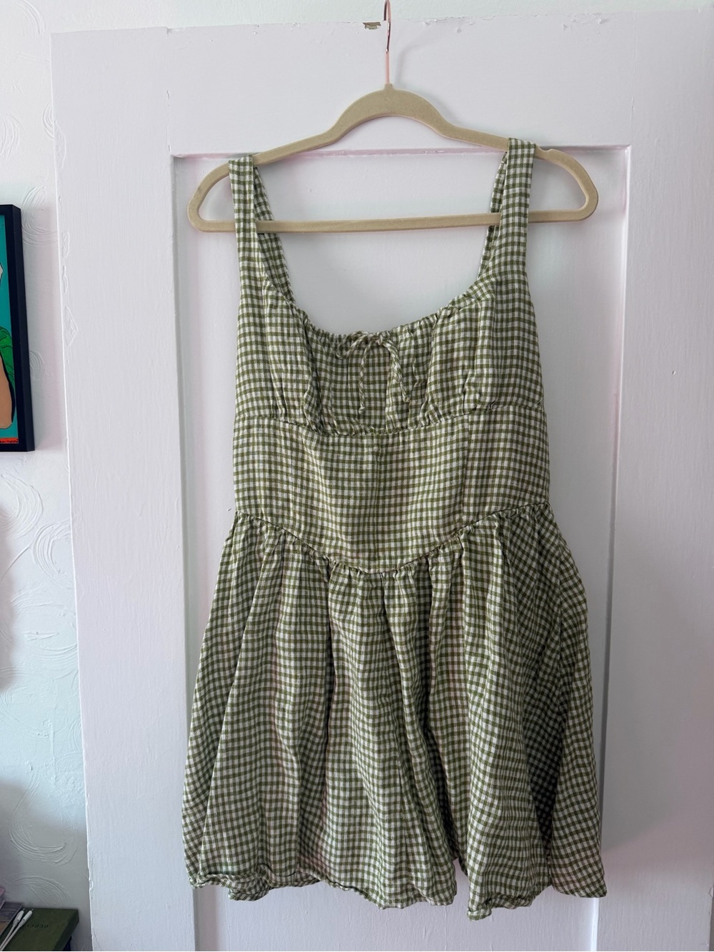 Reformation Olive Green Gingham Dress - Picture 4 of 4